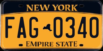 NY license plate FAG0340