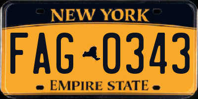NY license plate FAG0343