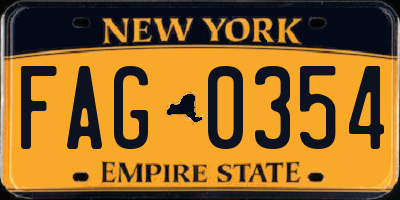 NY license plate FAG0354