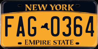 NY license plate FAG0364