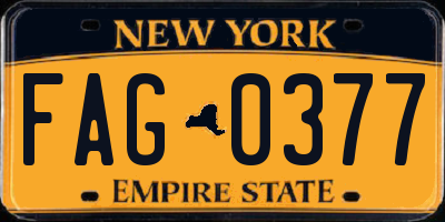 NY license plate FAG0377