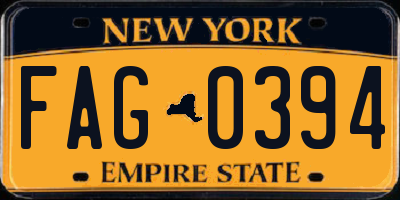 NY license plate FAG0394