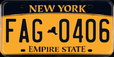 NY license plate FAG0406