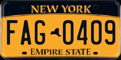 NY license plate FAG0409