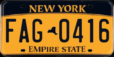 NY license plate FAG0416