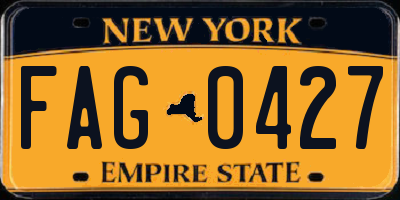 NY license plate FAG0427