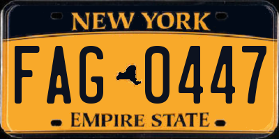NY license plate FAG0447