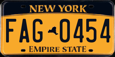 NY license plate FAG0454