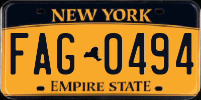 NY license plate FAG0494