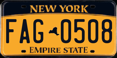 NY license plate FAG0508