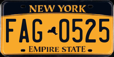 NY license plate FAG0525