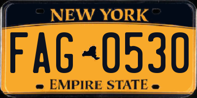 NY license plate FAG0530