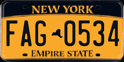 NY license plate FAG0534