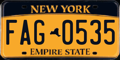 NY license plate FAG0535