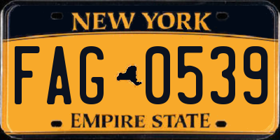 NY license plate FAG0539