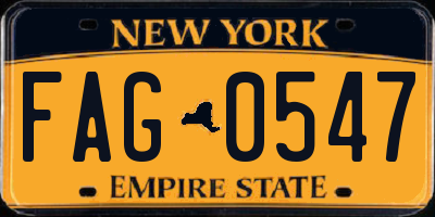 NY license plate FAG0547