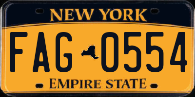 NY license plate FAG0554