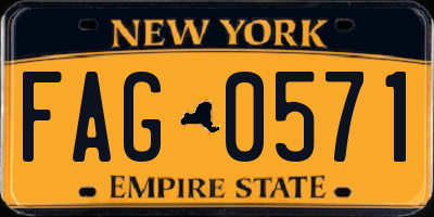 NY license plate FAG0571