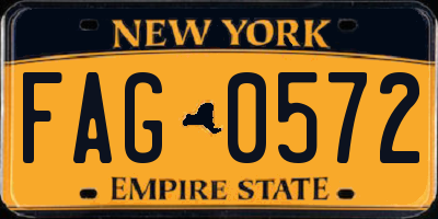 NY license plate FAG0572