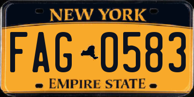 NY license plate FAG0583