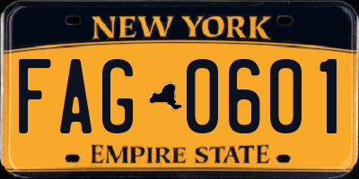 NY license plate FAG0601