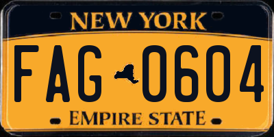 NY license plate FAG0604
