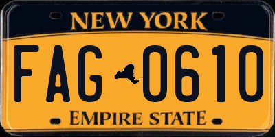 NY license plate FAG0610