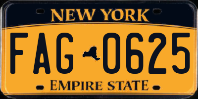 NY license plate FAG0625