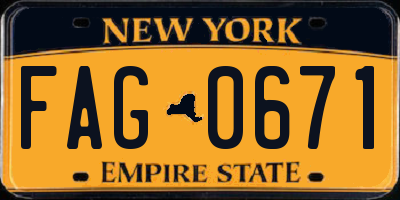NY license plate FAG0671