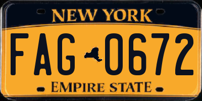 NY license plate FAG0672