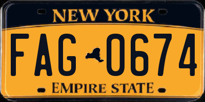 NY license plate FAG0674