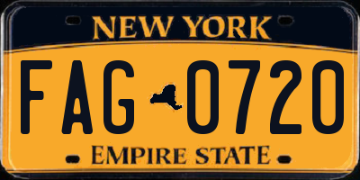 NY license plate FAG0720