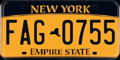 NY license plate FAG0755