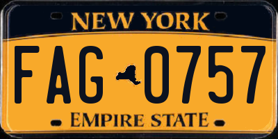 NY license plate FAG0757