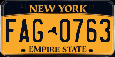 NY license plate FAG0763