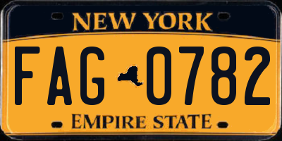 NY license plate FAG0782