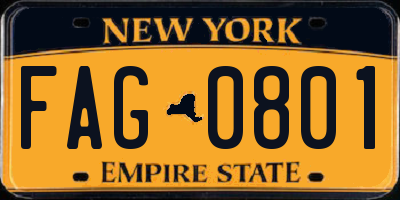 NY license plate FAG0801
