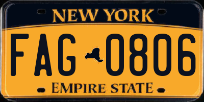 NY license plate FAG0806