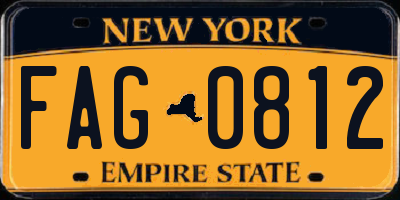 NY license plate FAG0812