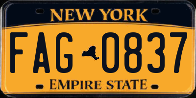 NY license plate FAG0837