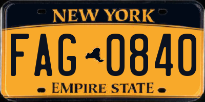 NY license plate FAG0840