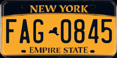 NY license plate FAG0845