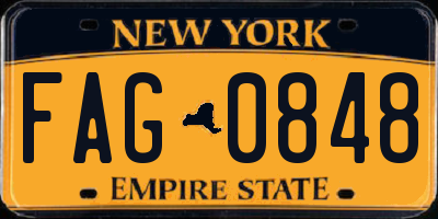 NY license plate FAG0848