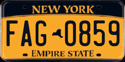 NY license plate FAG0859