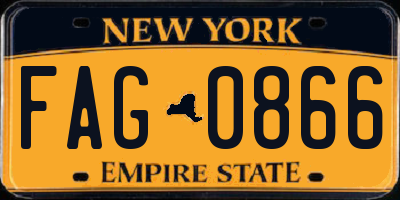 NY license plate FAG0866