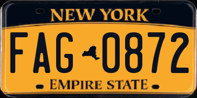 NY license plate FAG0872