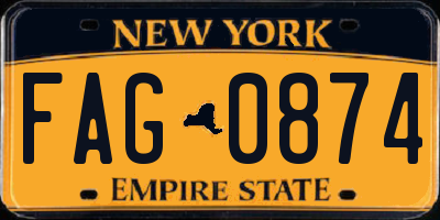 NY license plate FAG0874