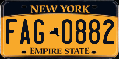 NY license plate FAG0882