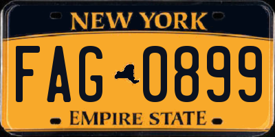 NY license plate FAG0899
