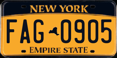 NY license plate FAG0905